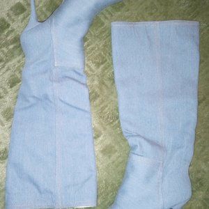 PrettyLittleThing Denim knee high boots